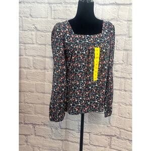 Lucky Brand knit floral top Blue Small